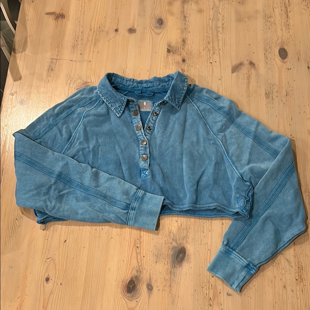 Free People Movement Blue Cropped Sweatshirt